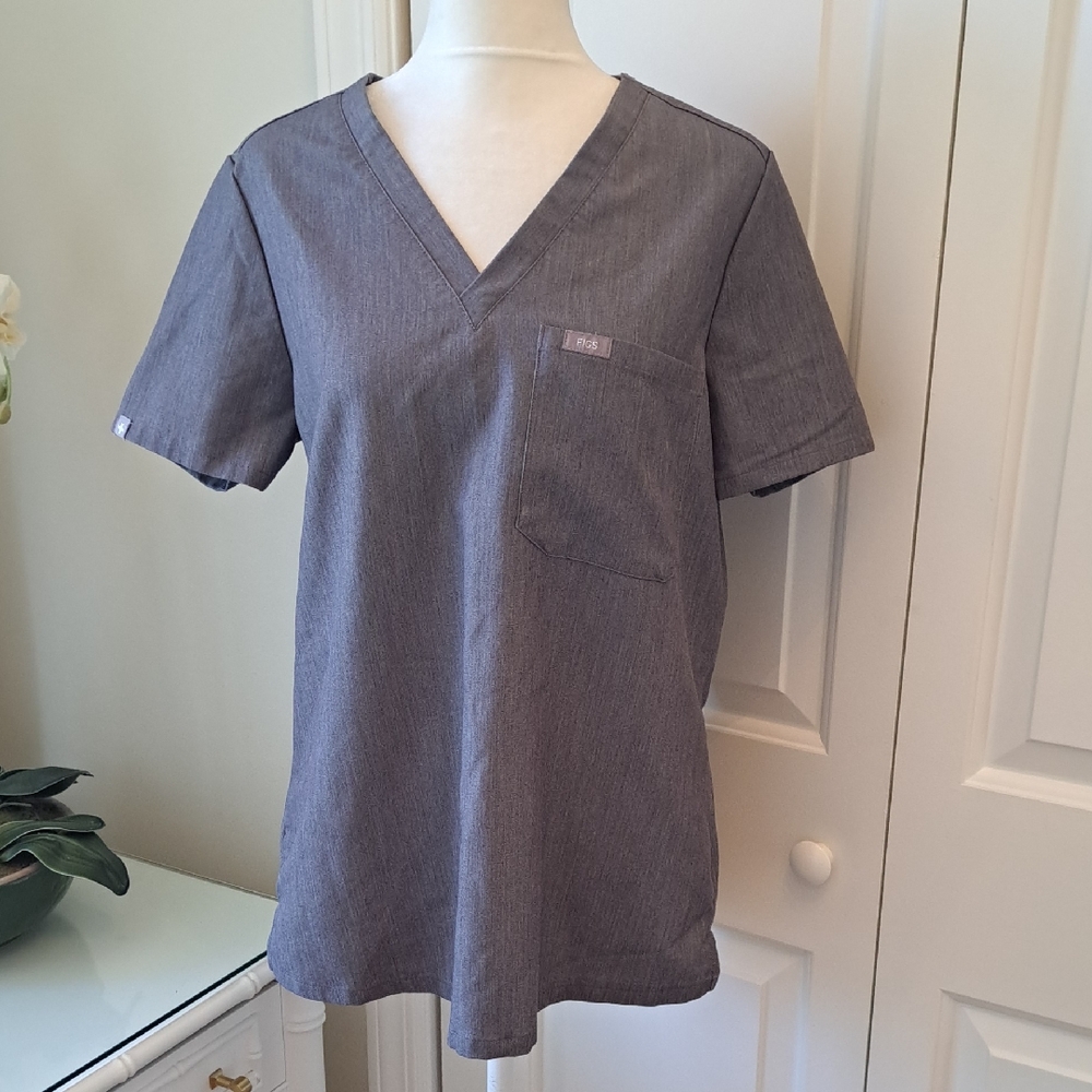 FIGS Womens Technical Collection Grey Stretch Medical/Scrubs/Hospital Top S